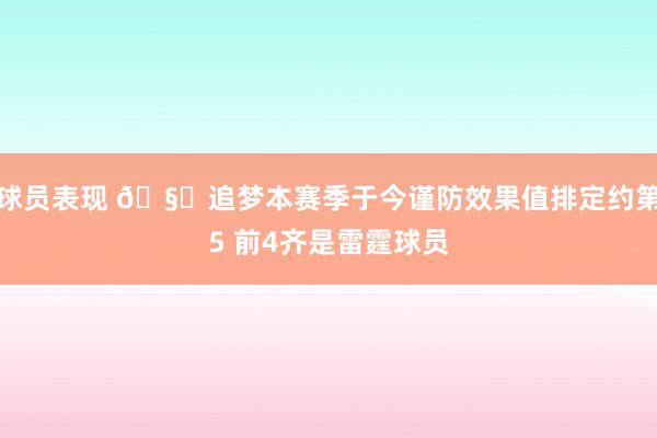 球员表现 🧐追梦本赛季于今谨防效果值排定约第5 前4齐是雷霆球员