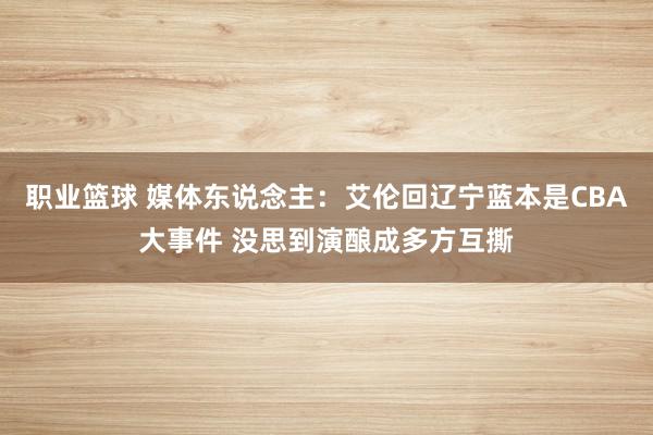 职业篮球 媒体东说念主：艾伦回辽宁蓝本是CBA大事件 没思到演酿成多方互撕