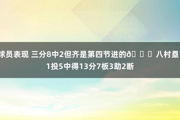 球员表现 三分8中2但齐是第四节进的😈八村塁11投5中得13分7板3助2断