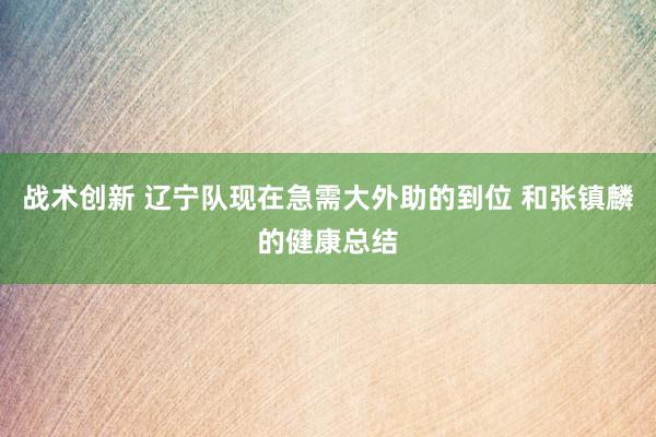 战术创新 辽宁队现在急需大外助的到位 和张镇麟的健康总结