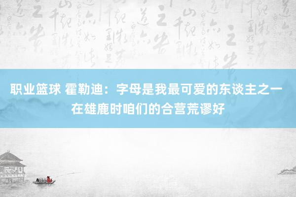 职业篮球 霍勒迪：字母是我最可爱的东谈主之一 在雄鹿时咱们的合营荒谬好