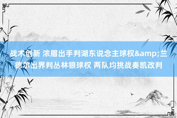 战术创新 浓眉出手判湖东说念主球权&兰德尔出界判丛林狼球权 两队均挑战奏凯改判